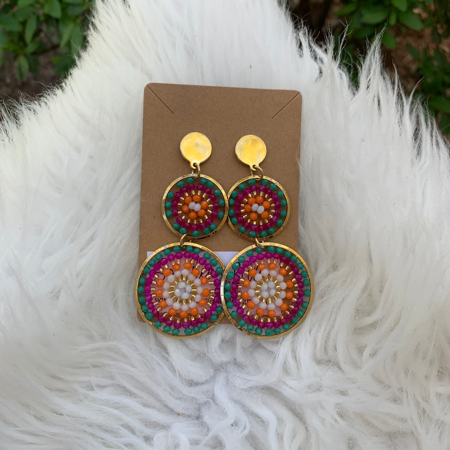 Colorful Round Beaded Earrings