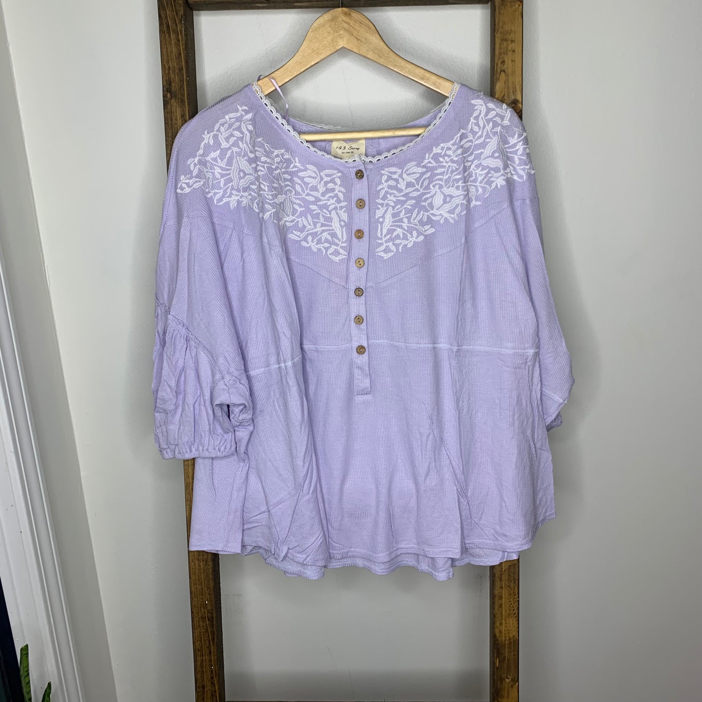 Purple Embroidered Dolman Blouse