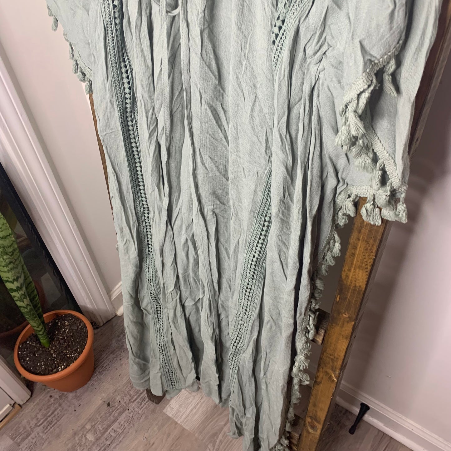 Easel Dusty Green Boho Maxi Dress S