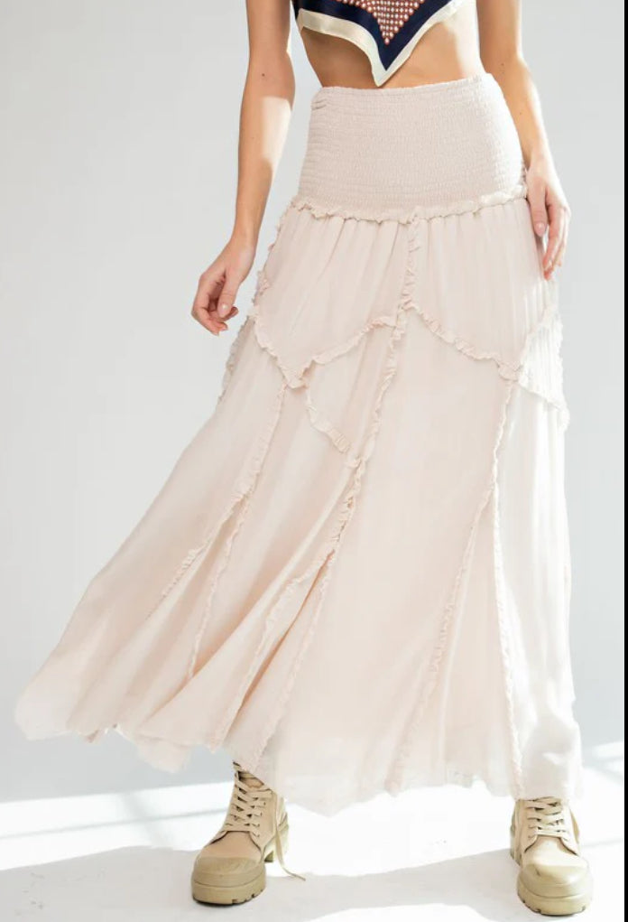 Easel Flowy Maxi Ruffle Skirt S