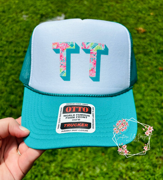 PreppyPatterned Block Monogram Otto Trucker Hat