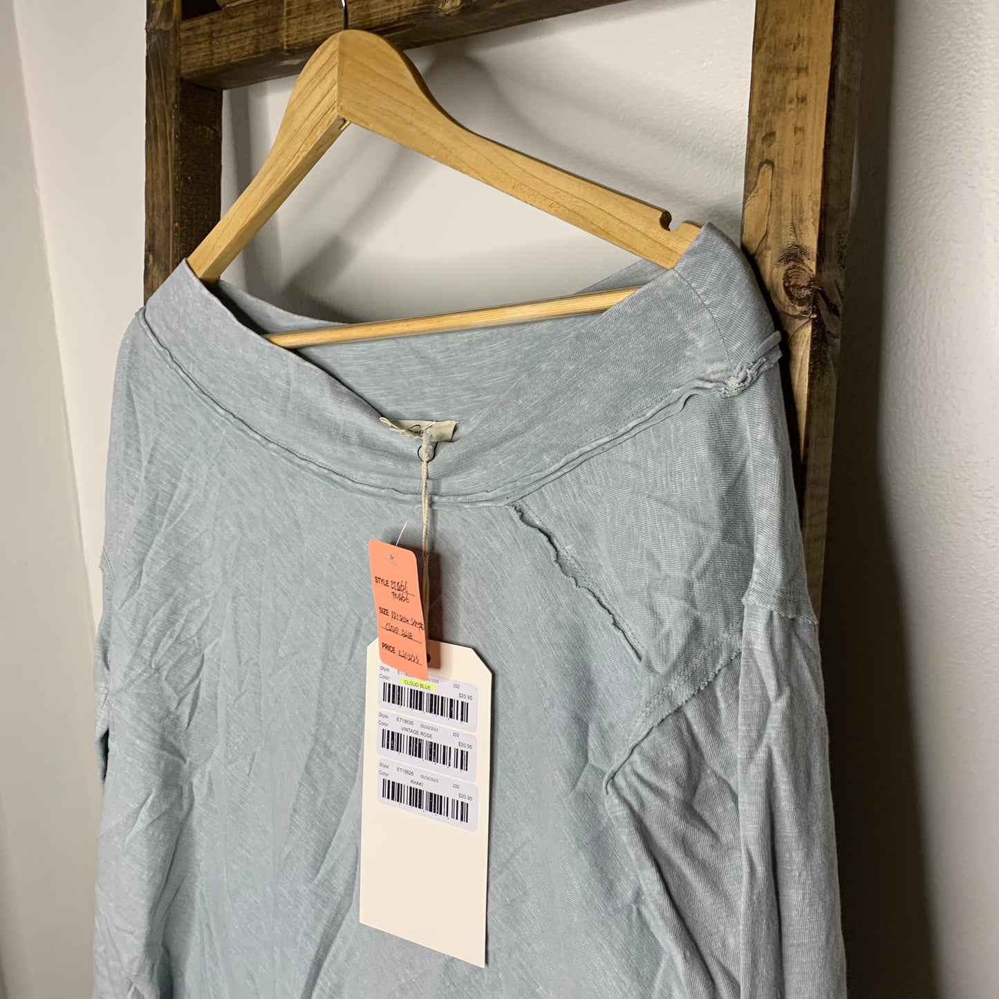 Easel Light Blue Cowl Neck Top S