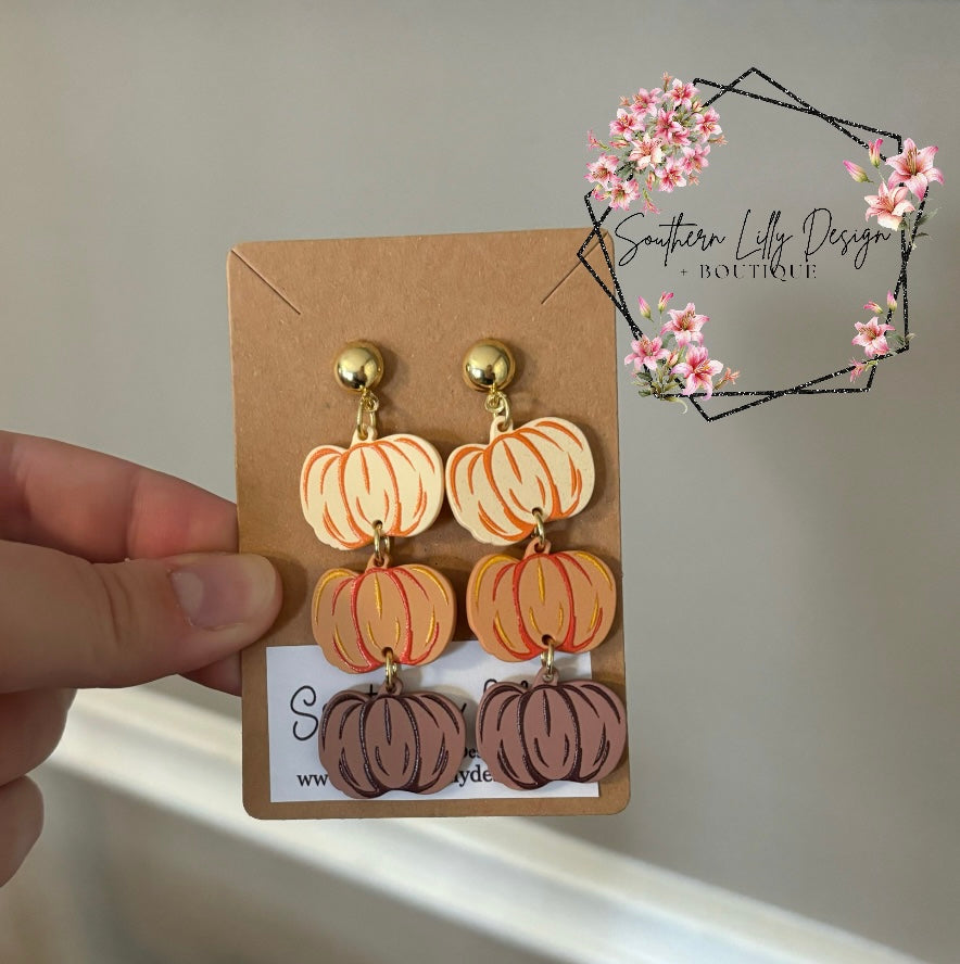 Stacked Pumpkins Dangle Earrings