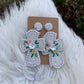 White Beaded Cross Earrings