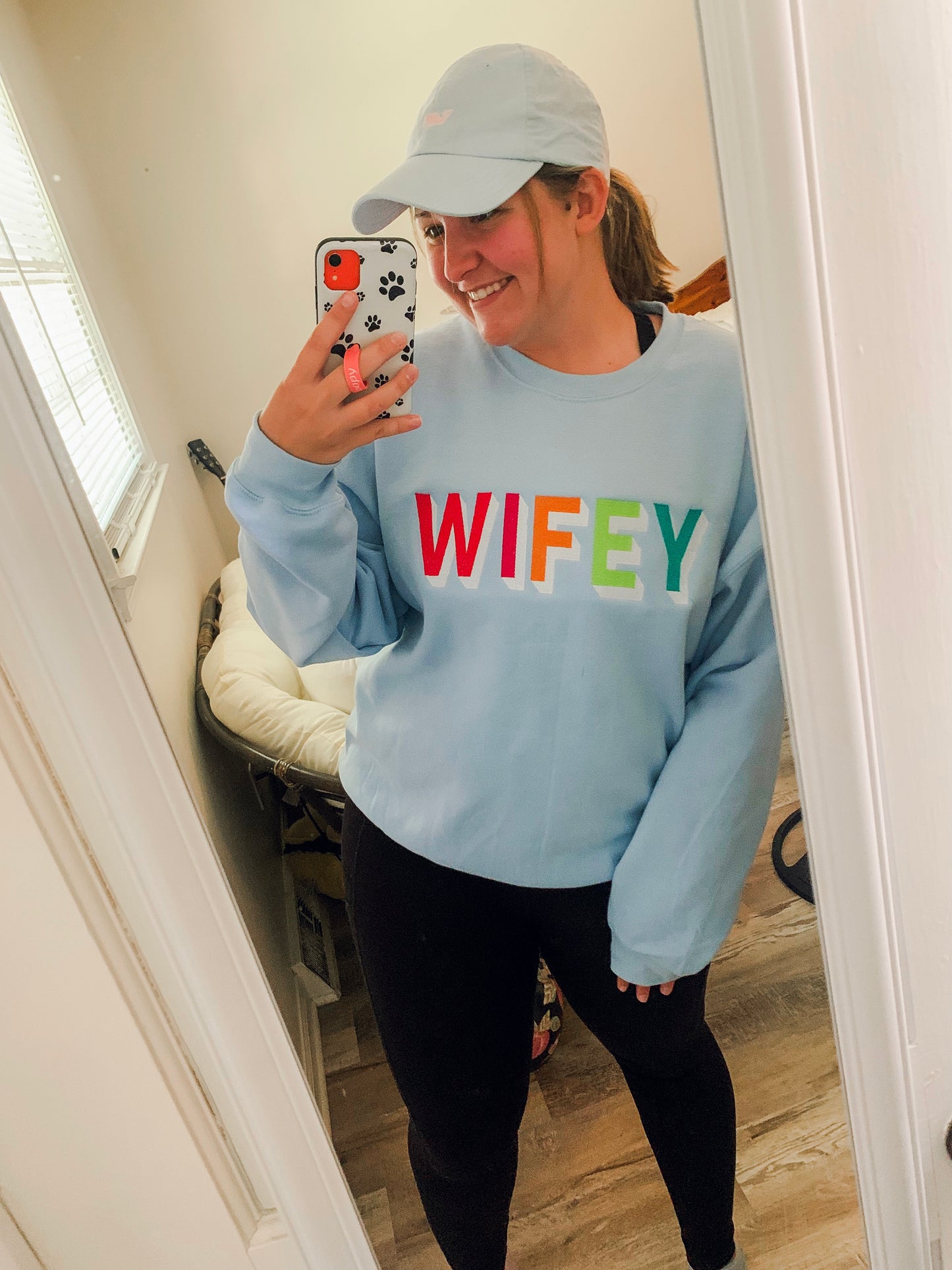 Custom Wording Wifey Embroidered Block Font Sweatshirt