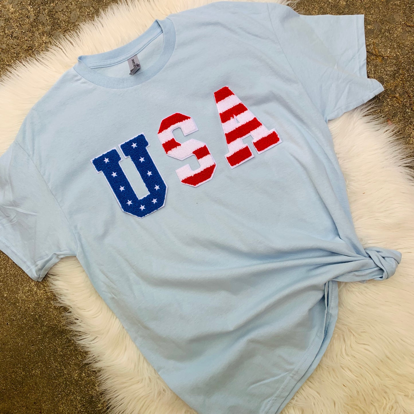 USA Chenille Patch Gildan T-Shirt