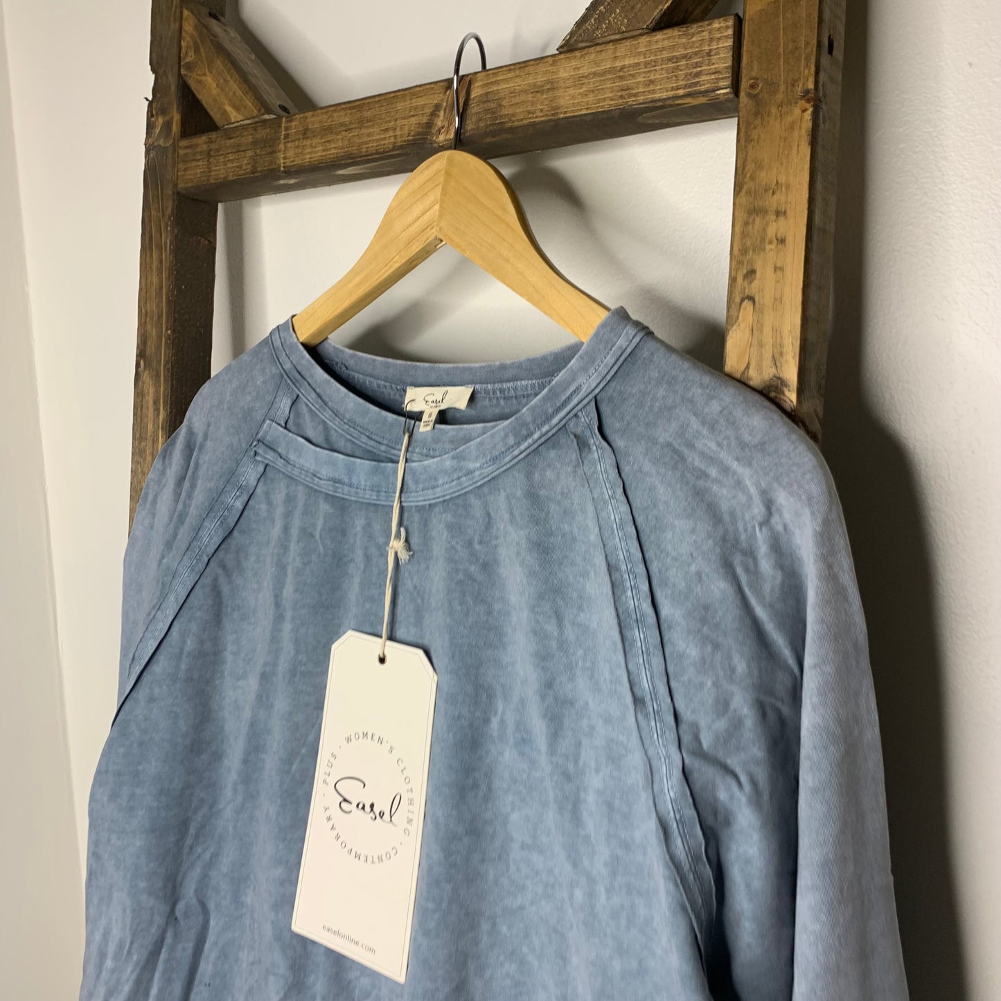 Easel Blue Mineral Wash Sweatshirt S