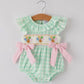Smocked Gingham Baby Romper with Pink Bows Thanksgiving Turkey Embroidery