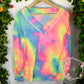 Tie Dye Delight Vibrant V-Neck Top