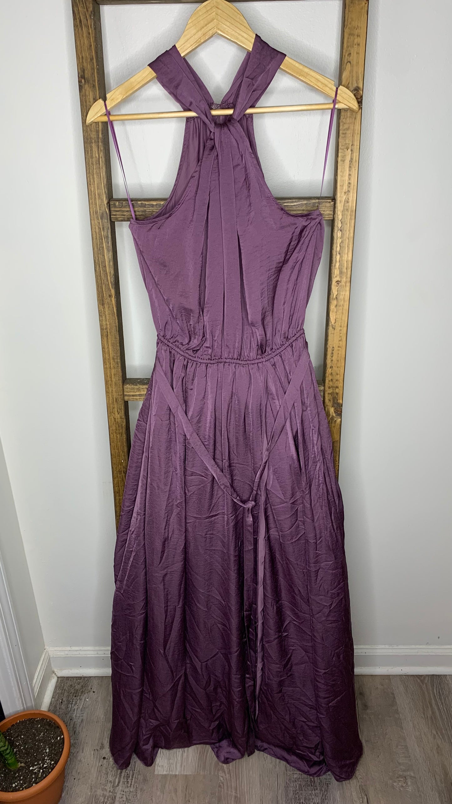 Easel Purple Dull Satin Maxi Dress S