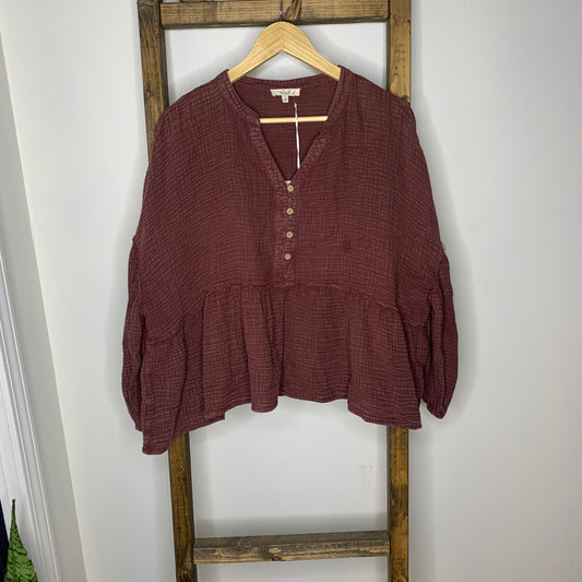 Easel Maroon Blouse S