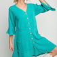 Easel Gauze Button Down Dress S