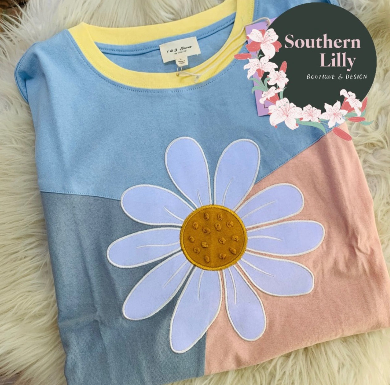 Oversized Colorblock Daisy Delight T-Shirt