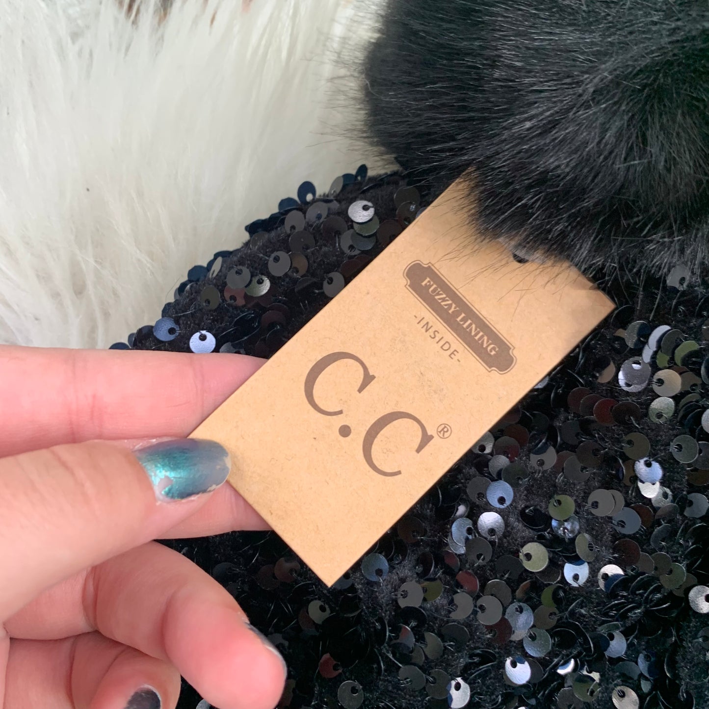 C.C Black Sequin Beanie