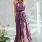 Easel Purple Dull Satin Maxi Dress S