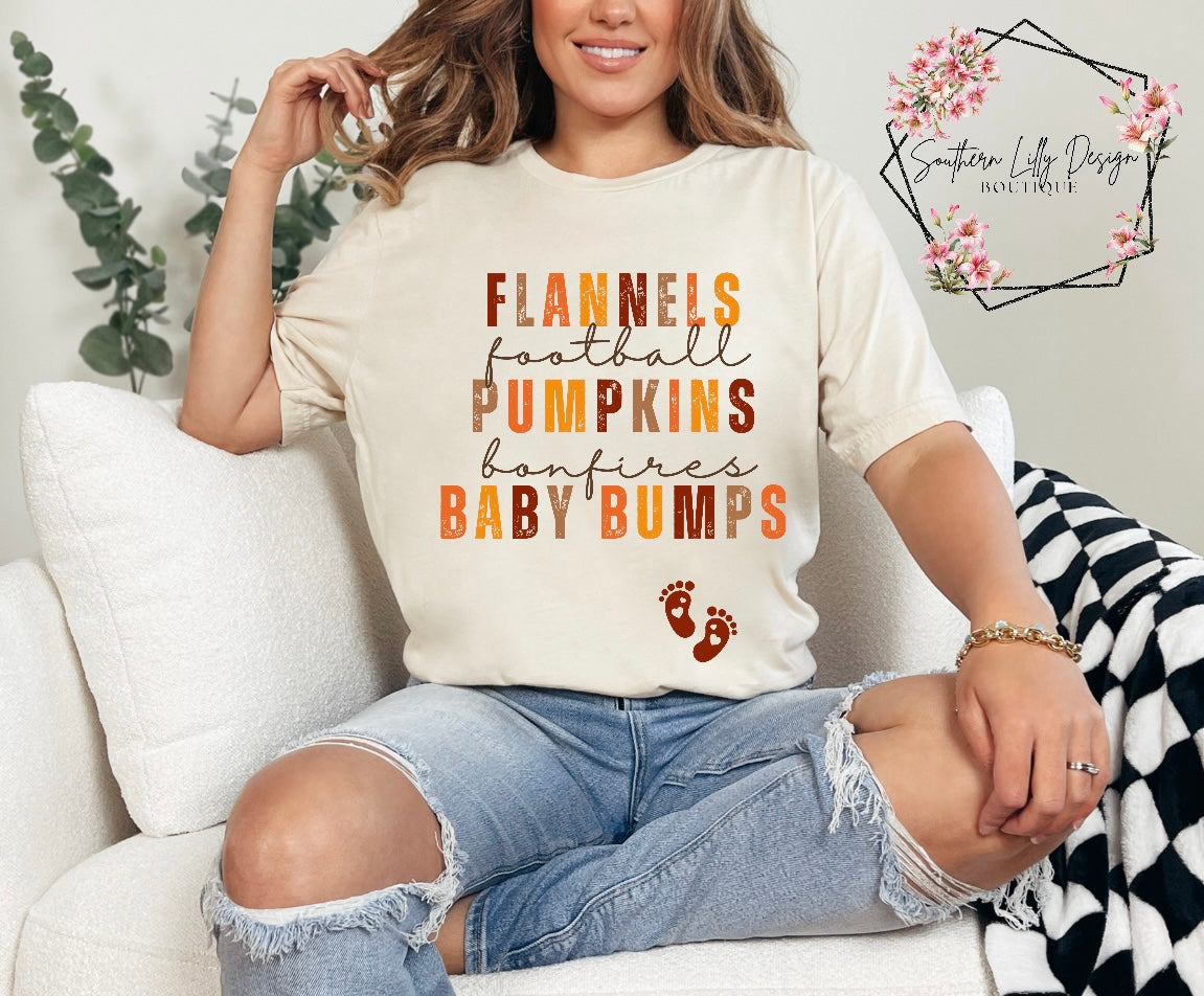 Fall Flannels Pumpkins Baby Bumps Bella Canvas T-Shirt