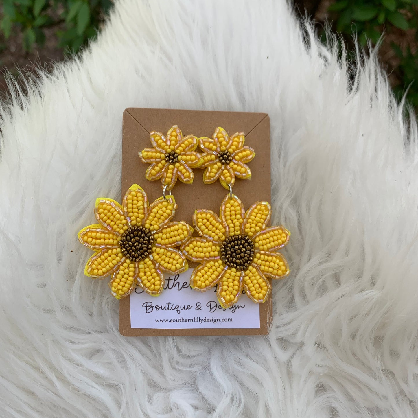 Sunflower Beaded Earrings