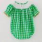 Baby Pumpkin Bubble Romper – Green Gingham Smocked Fall Outfit