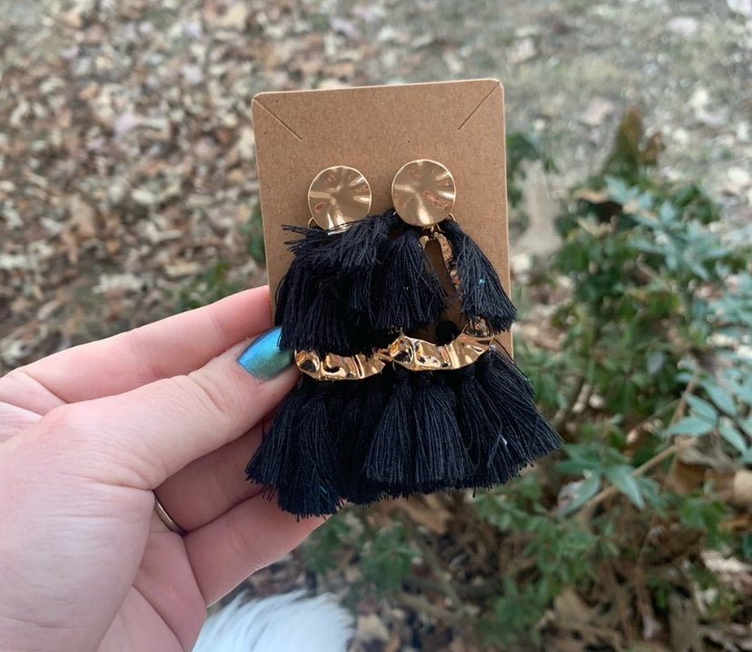 Black Tassel Earrings