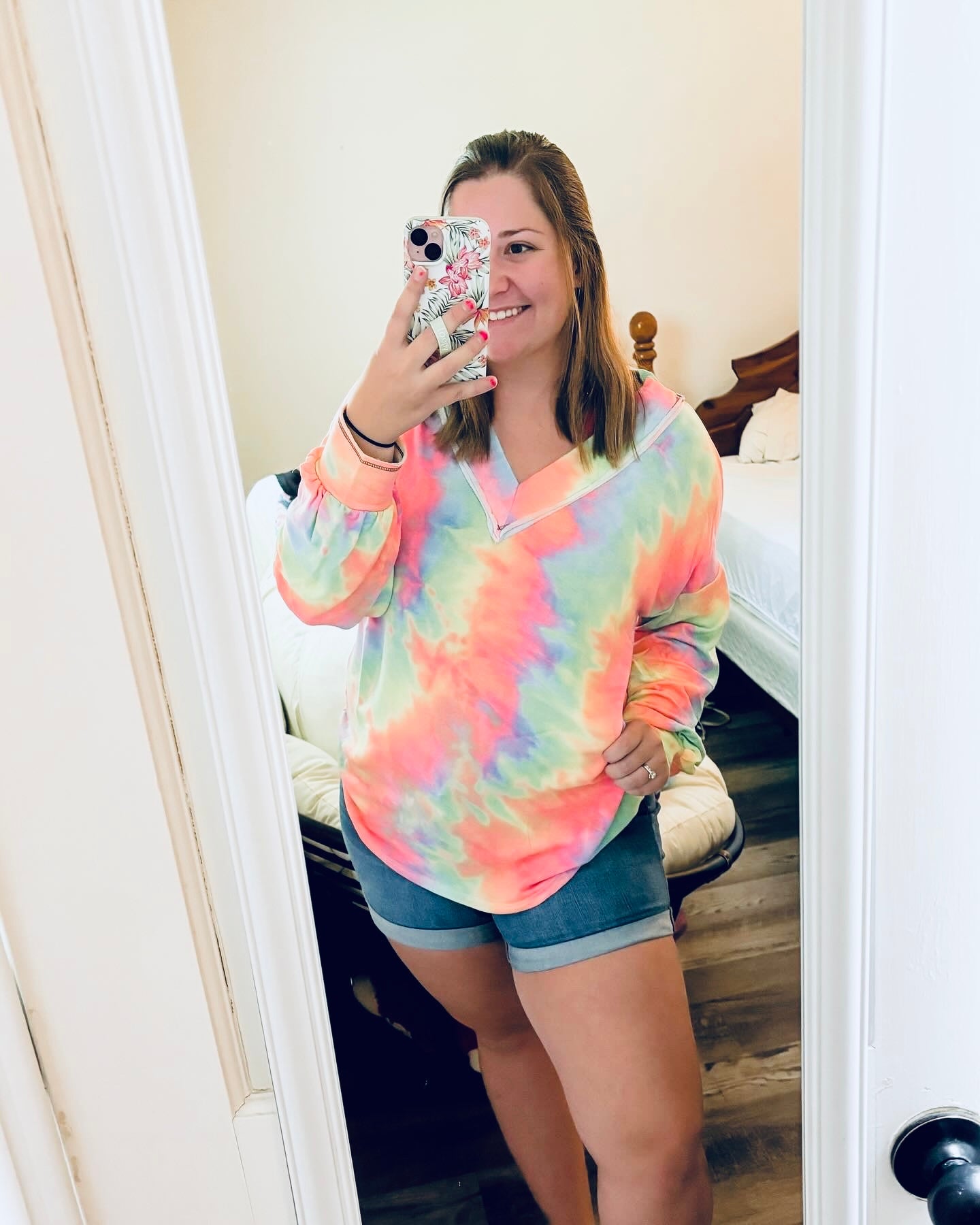 Tie Dye Delight Vibrant V-Neck Top