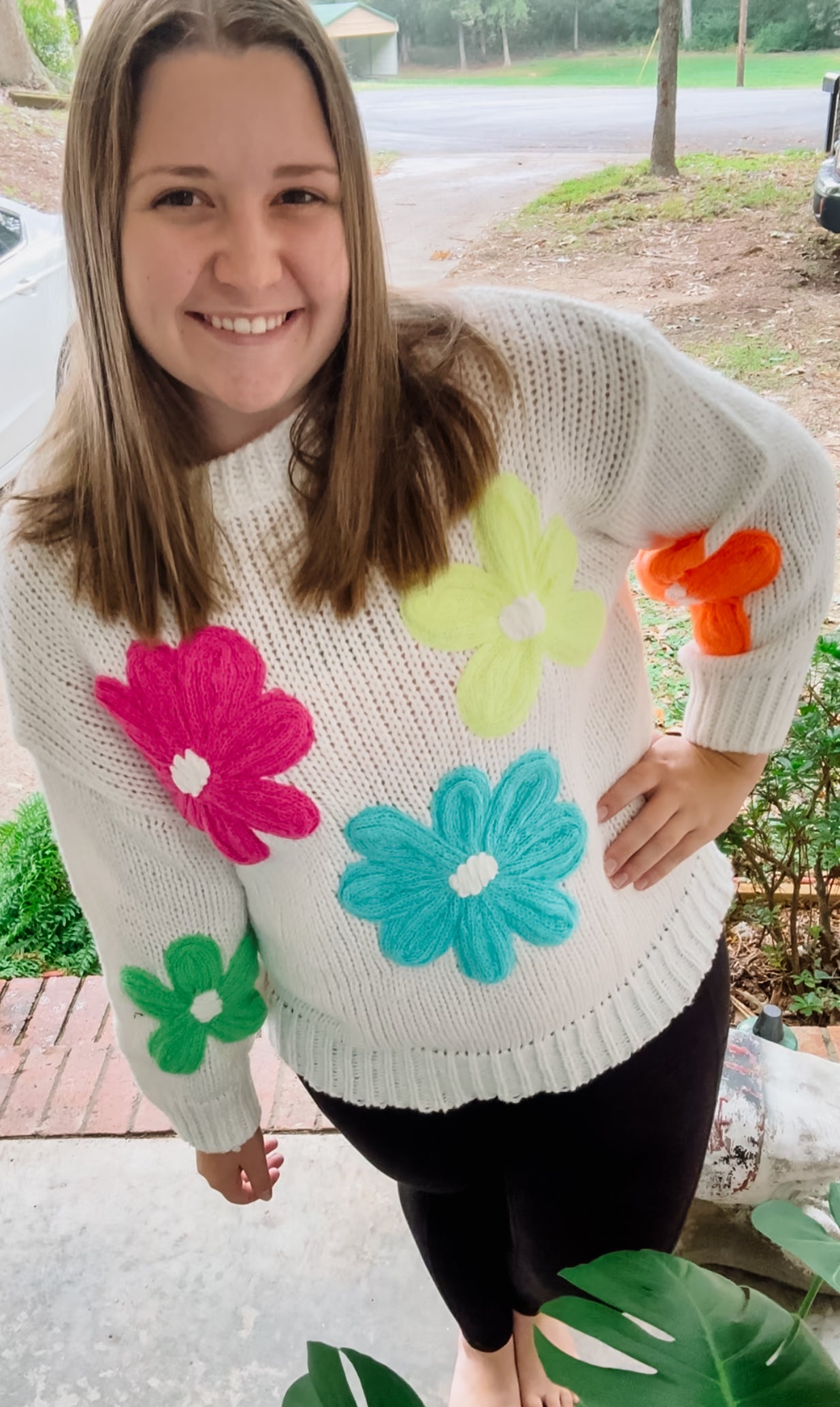 Katydid Oversized Knit Daisy Sweater