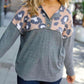 Leopard & Charcoal Fleece Henley Top