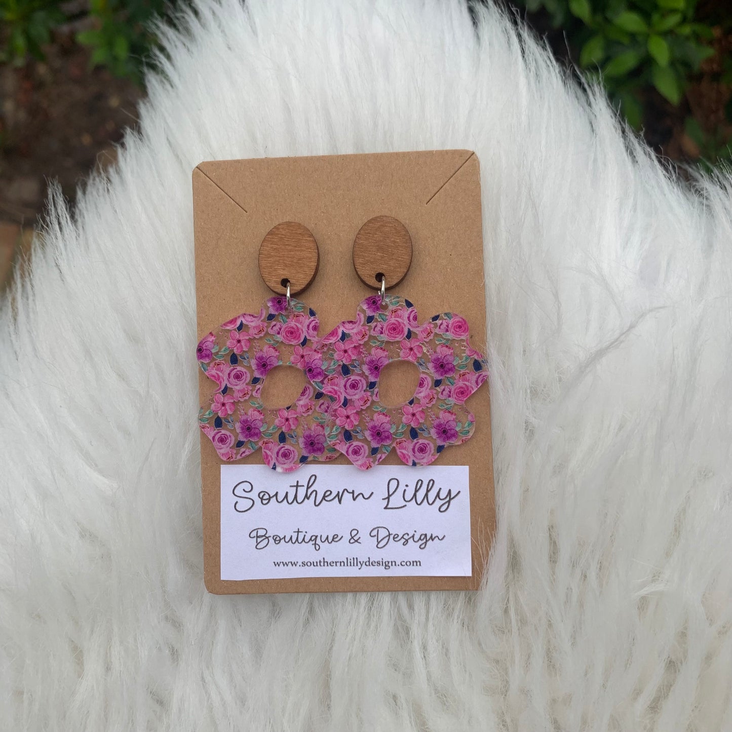 Pink Floral Daisy Earrings