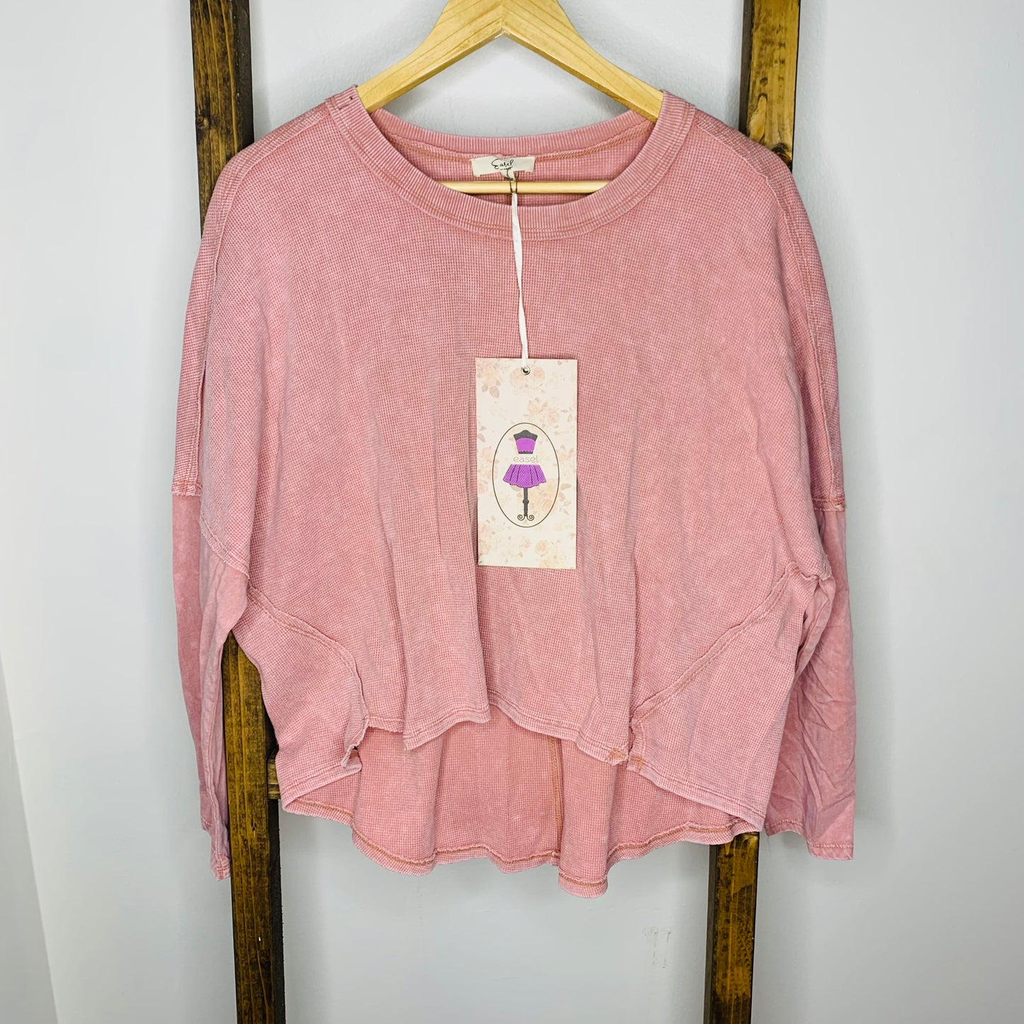 Easel Light Pink Long Sleeve Top S