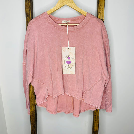 Easel Light Pink Long Sleeve Top S