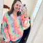 Tie Dye Delight Vibrant V-Neck Top