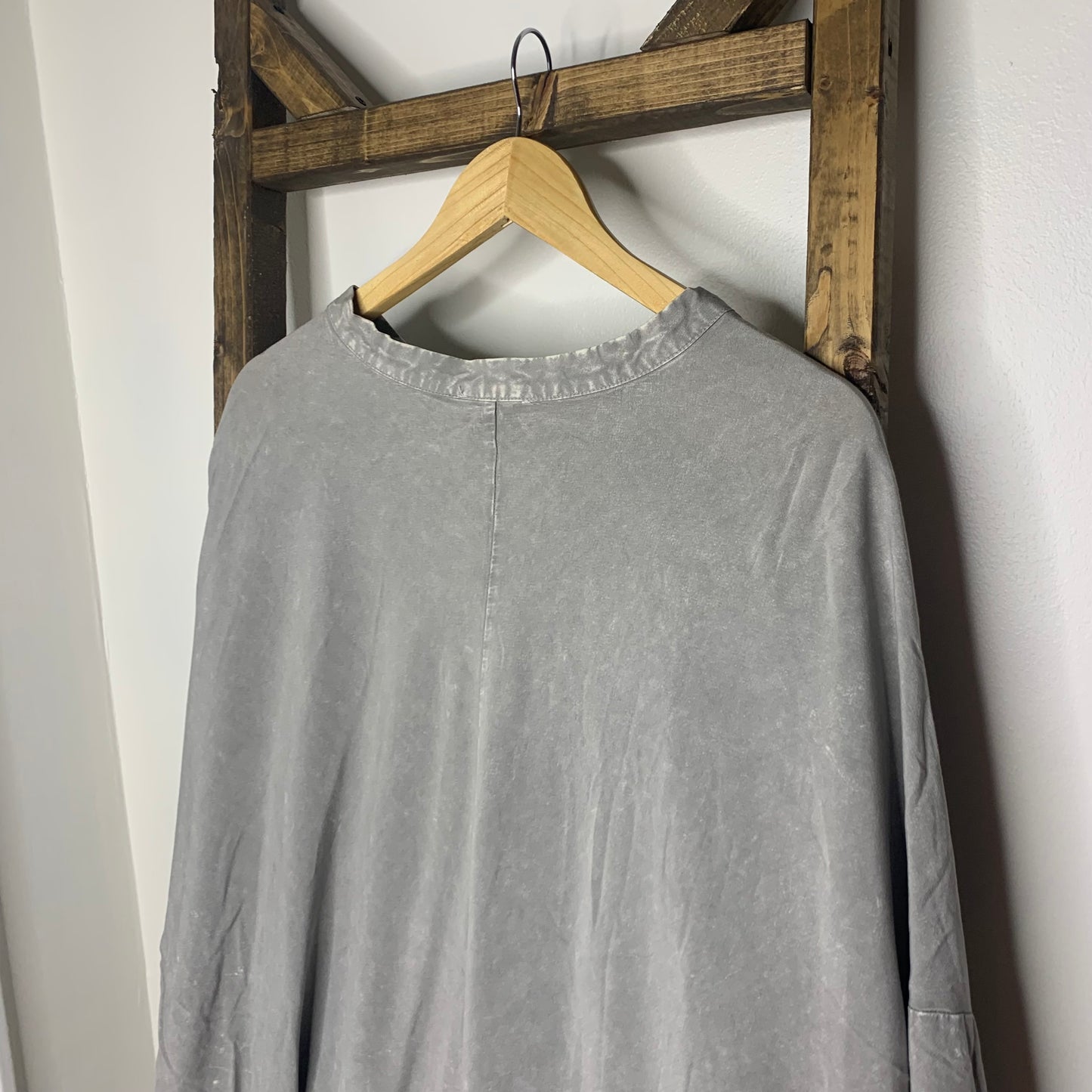 Easel Gray Oversized Mineral Wash Tunic Blouse S