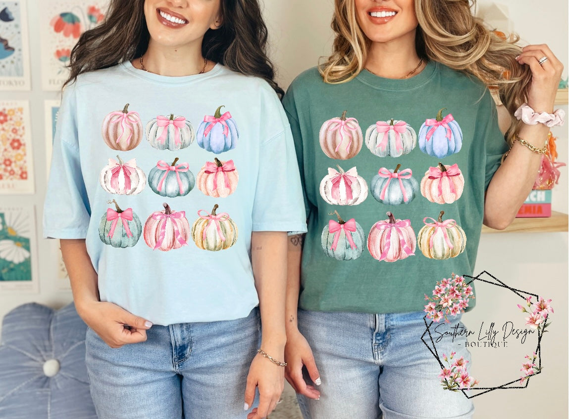 Preppy Pastel Pumpkins Stack Comfort Colors T-Shirt