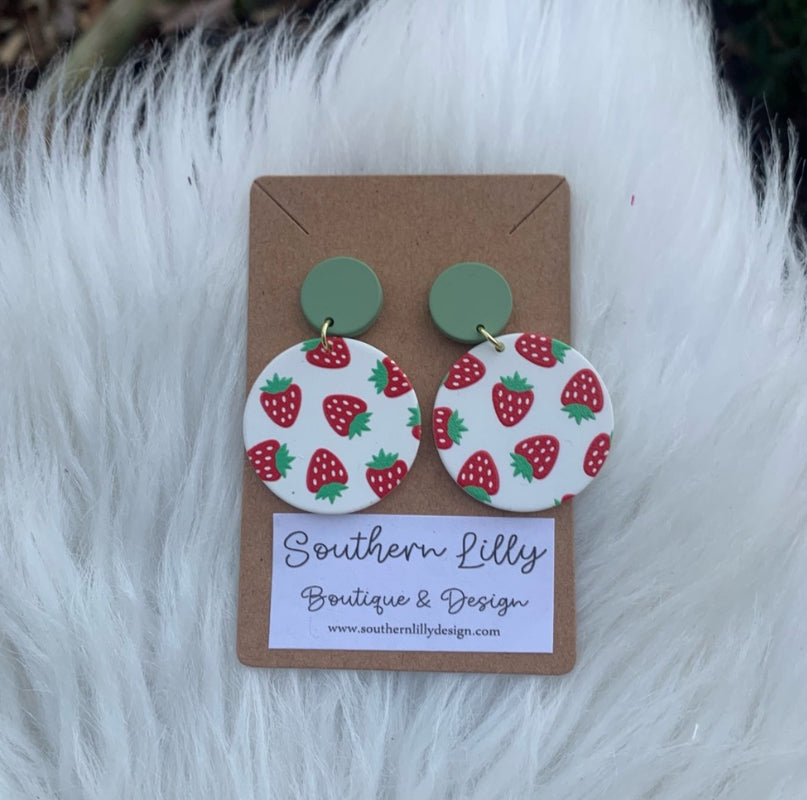 Strawberry Clay Earrings