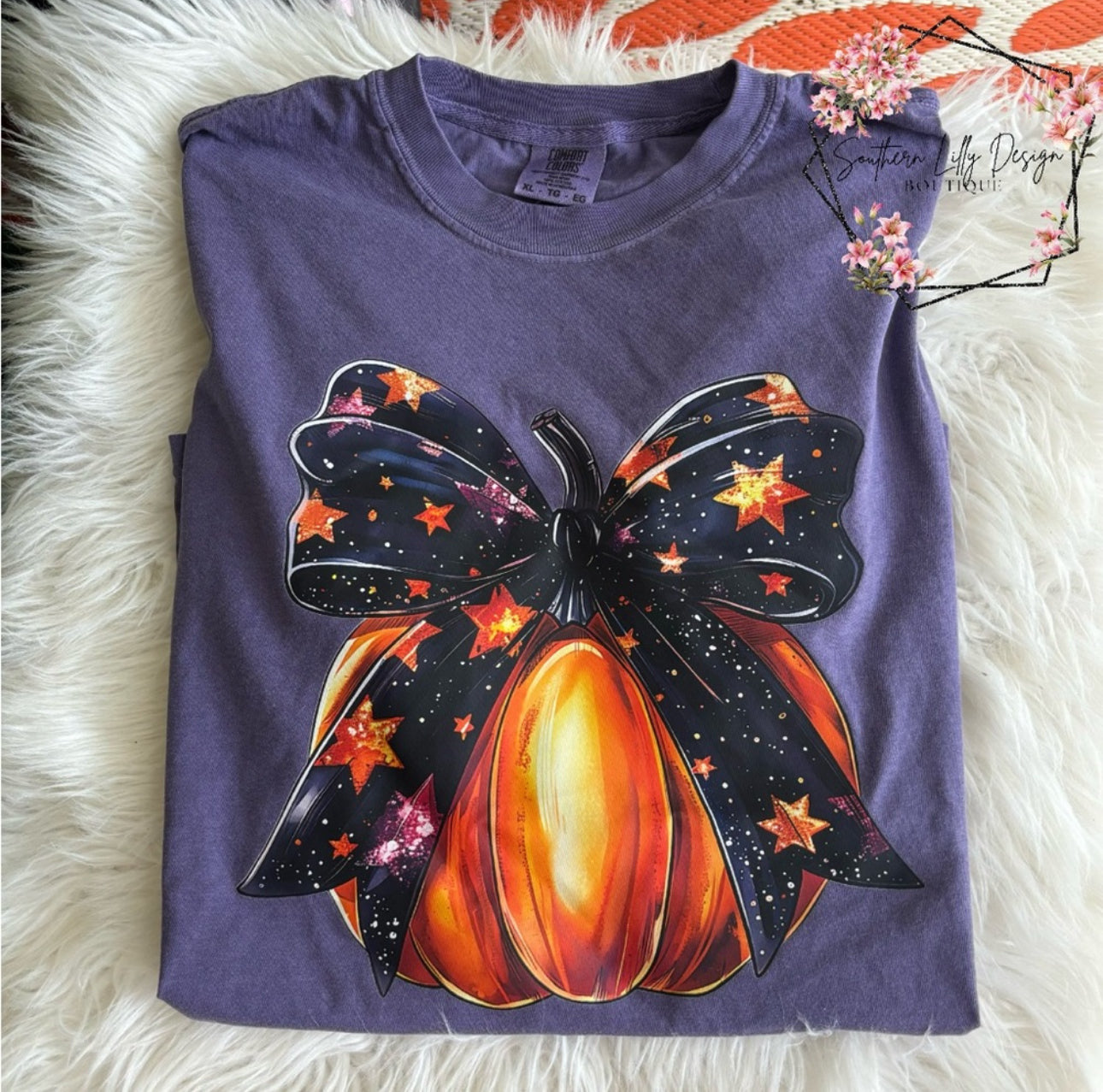 Halloween Pumpkin Bow Comfort Colors T-Shirt