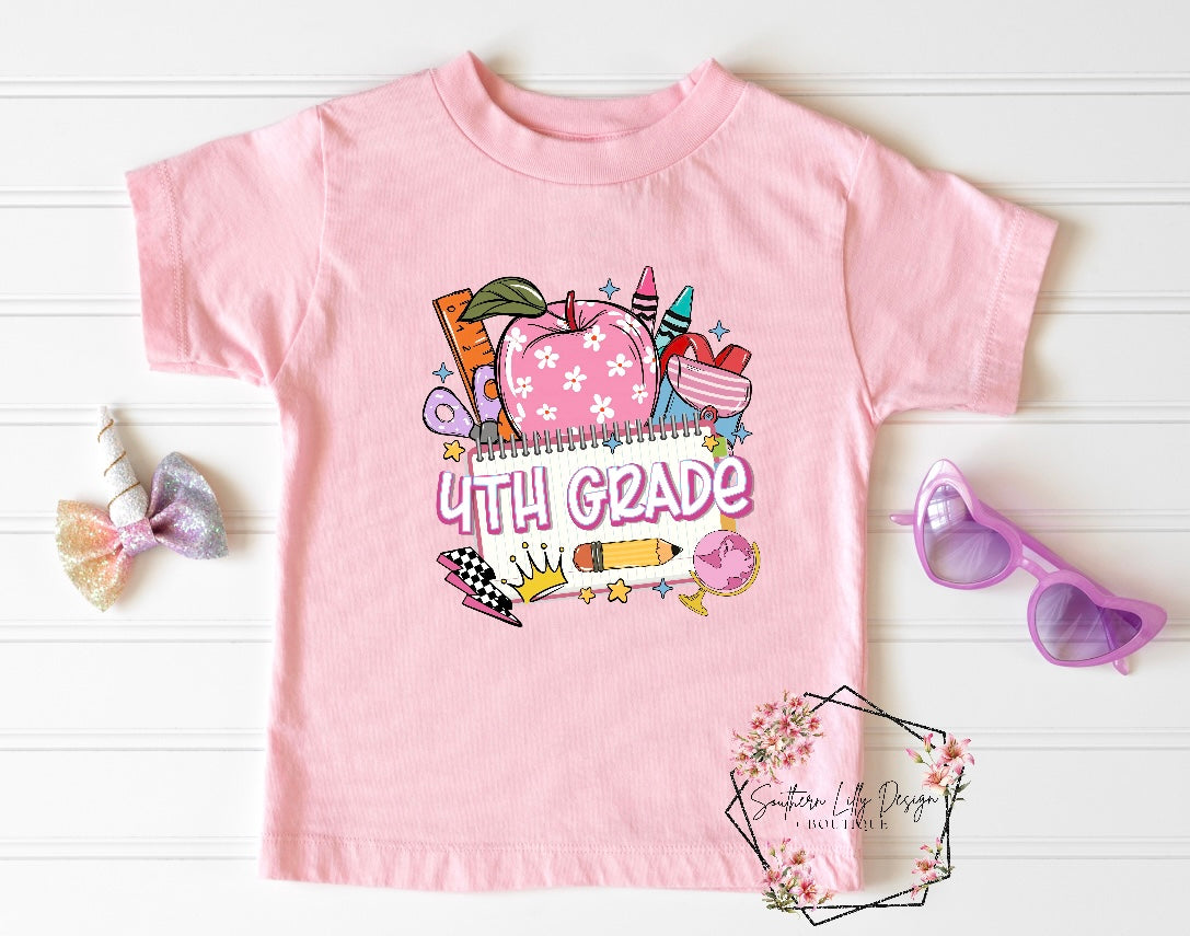 Back to School Grades Pre-K - 5th Grade Girl Tees