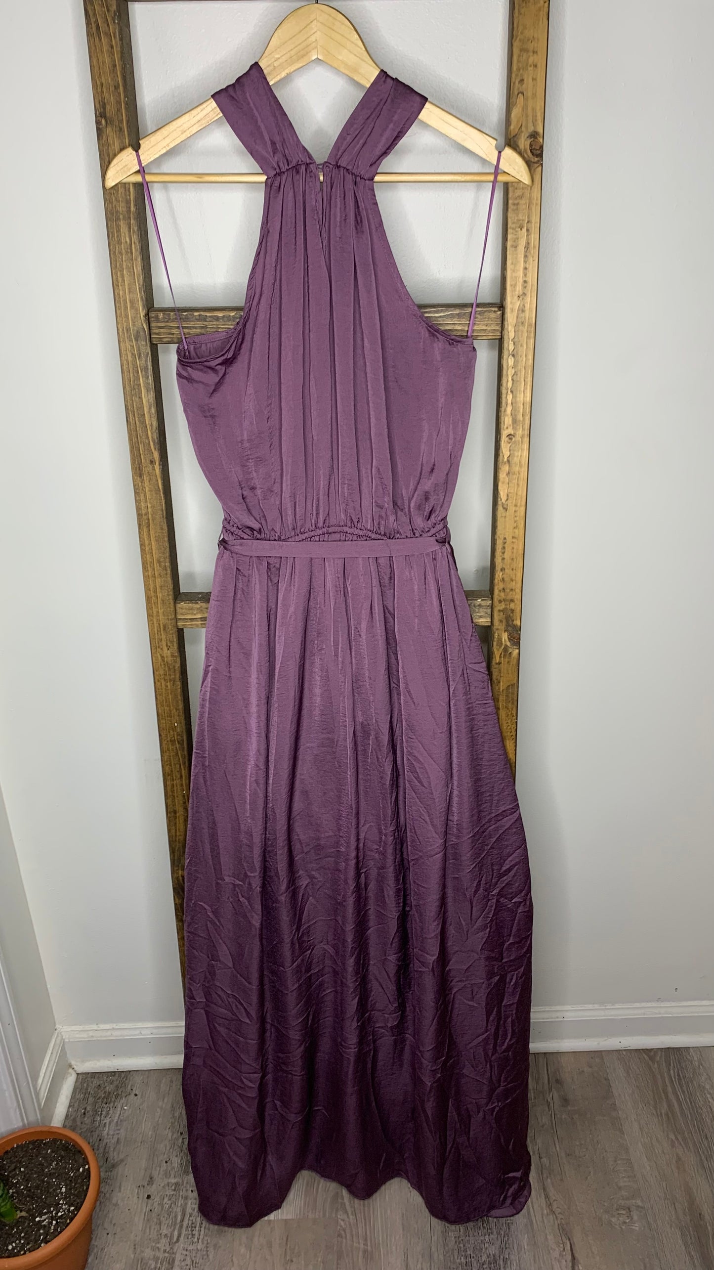 Easel Purple Dull Satin Maxi Dress S