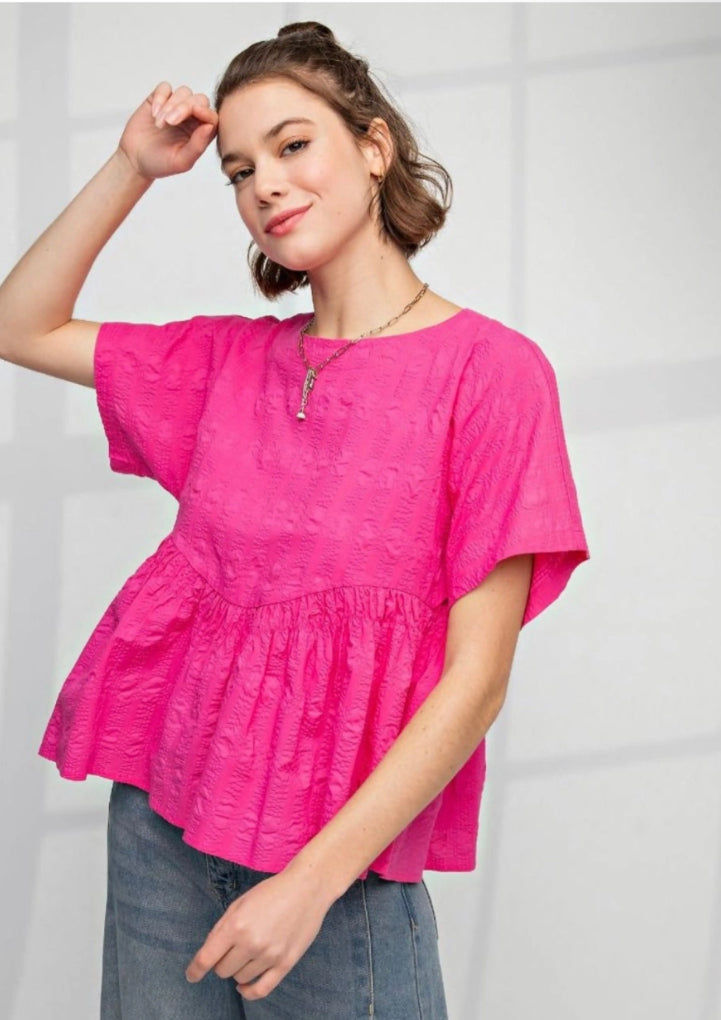 Easel Pink Babydoll Blouse S