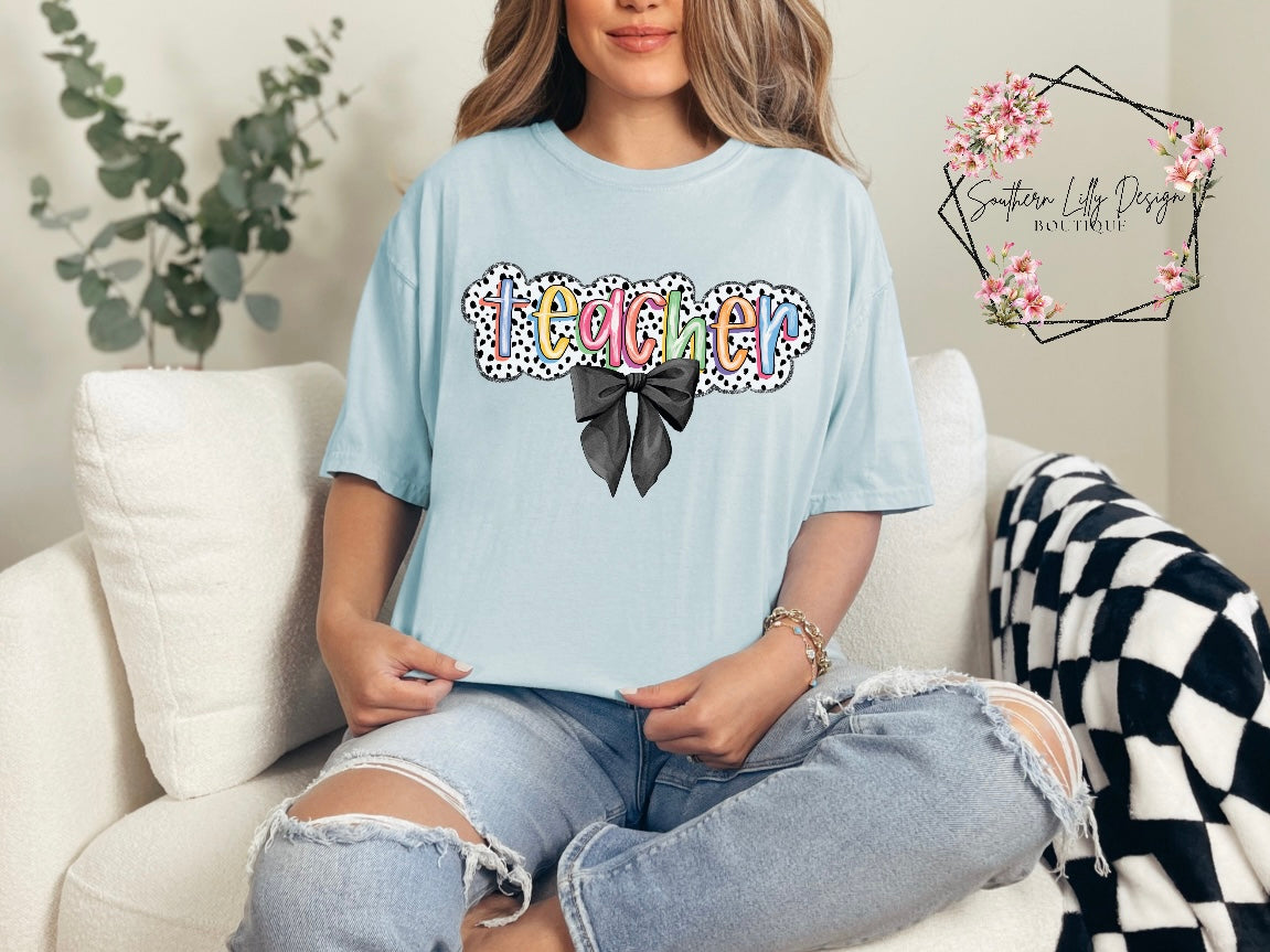 Teacher Coquette Bow Comfort Colors T-Shirt