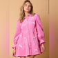 Fantastic Fawn Pink Corduroy Dress with White Bow Accents