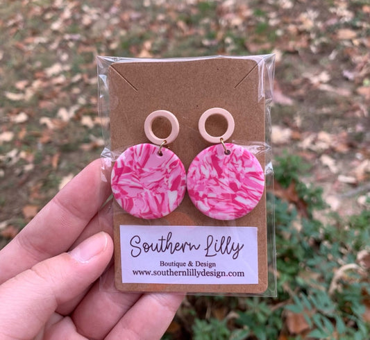 Pink Pattern Abstract Earrings