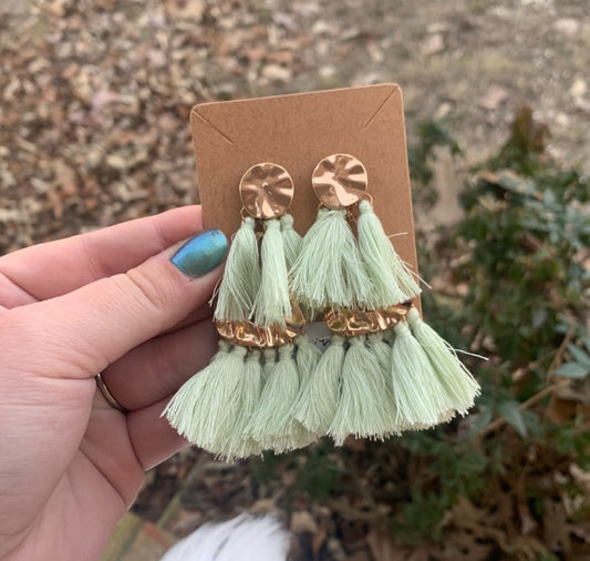 Mint Tassel Earrings