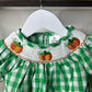 Baby Pumpkin Bubble Romper – Green Gingham Smocked Fall Outfit