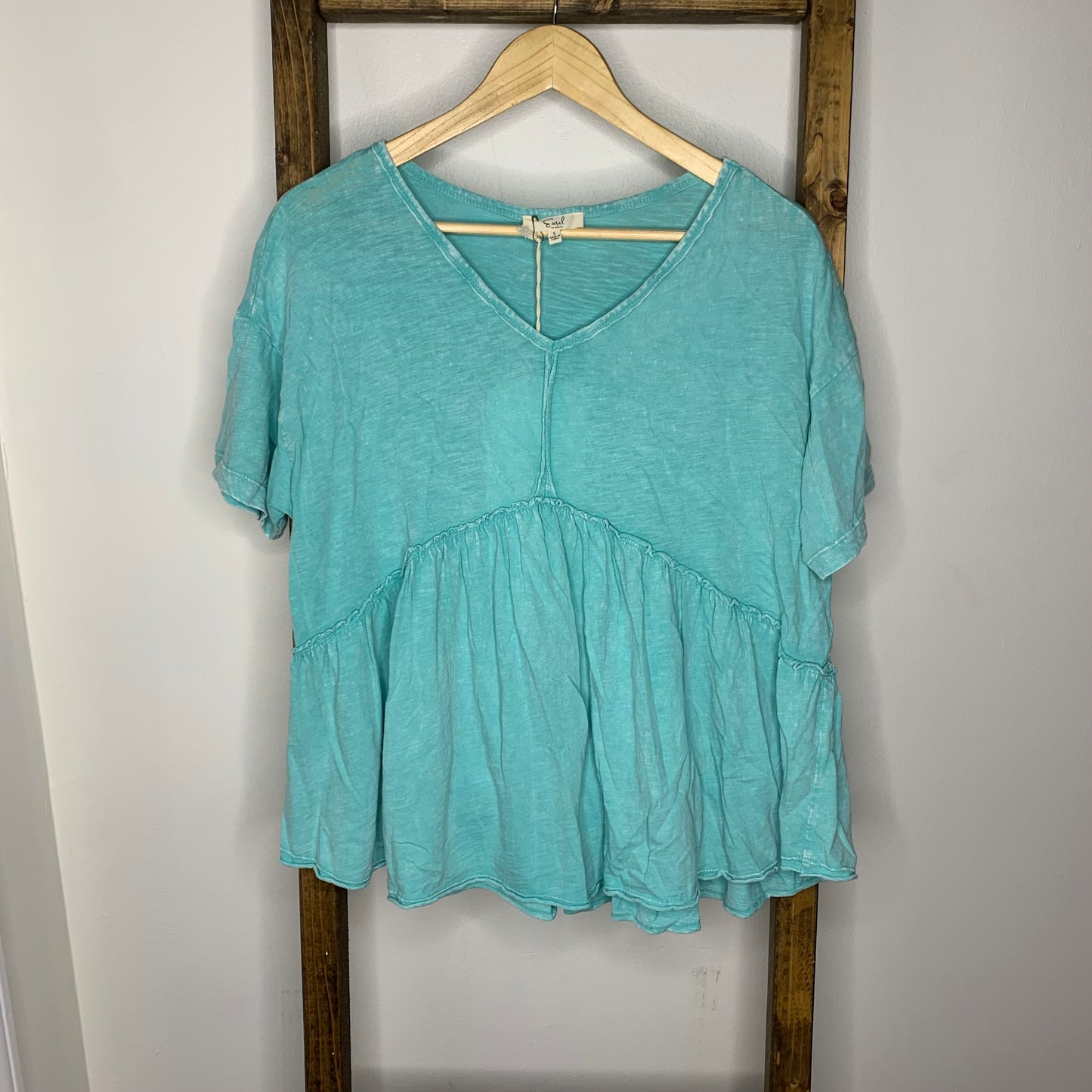 Easel Raw Hem V-Neck Blouse S