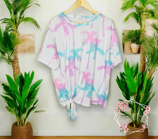 Fantastic Fawn Colorful Palm Trees Oversized Top