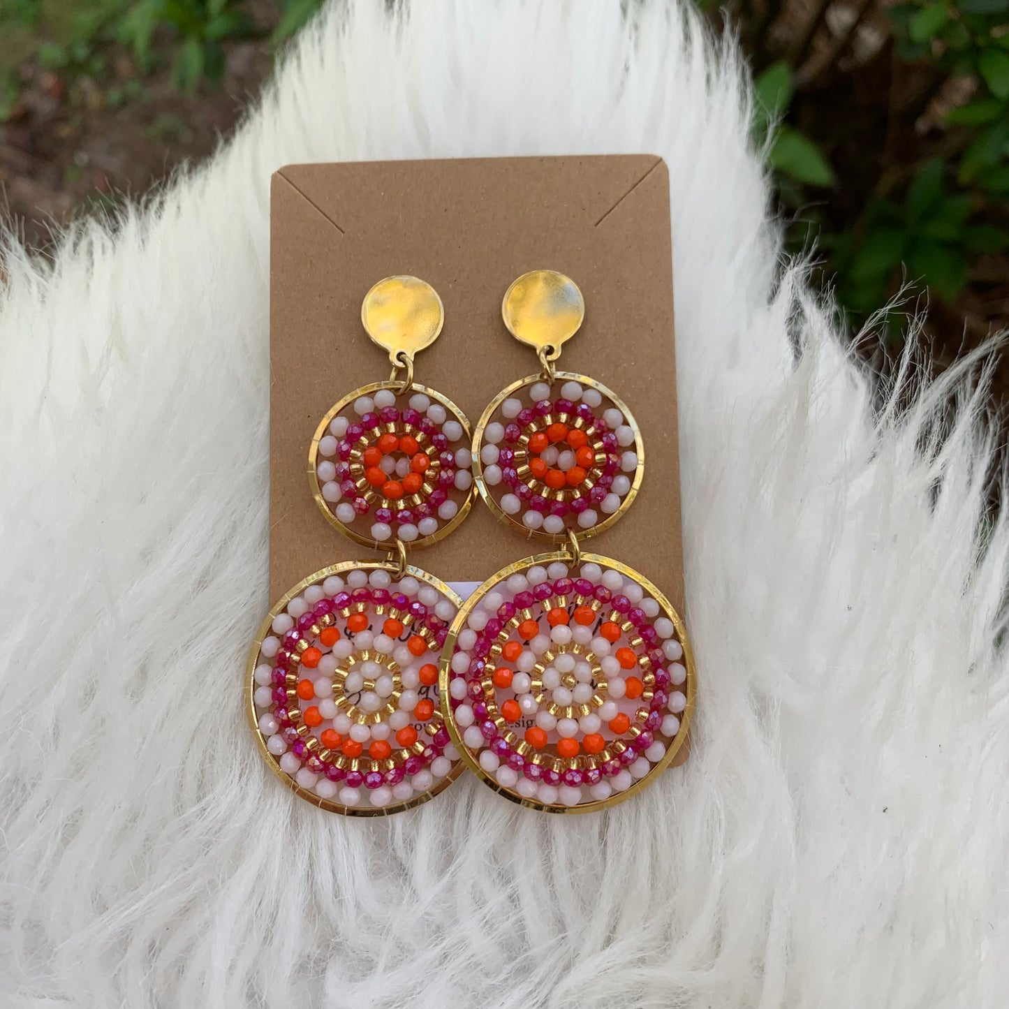 Colorful Double Round Beaded Earrings