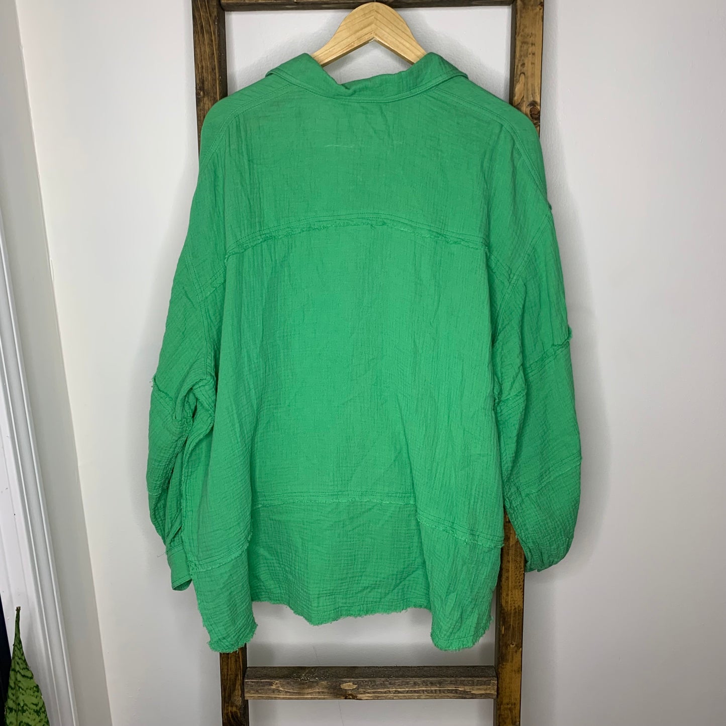 Easel Green Oversized Button Down Blouse S