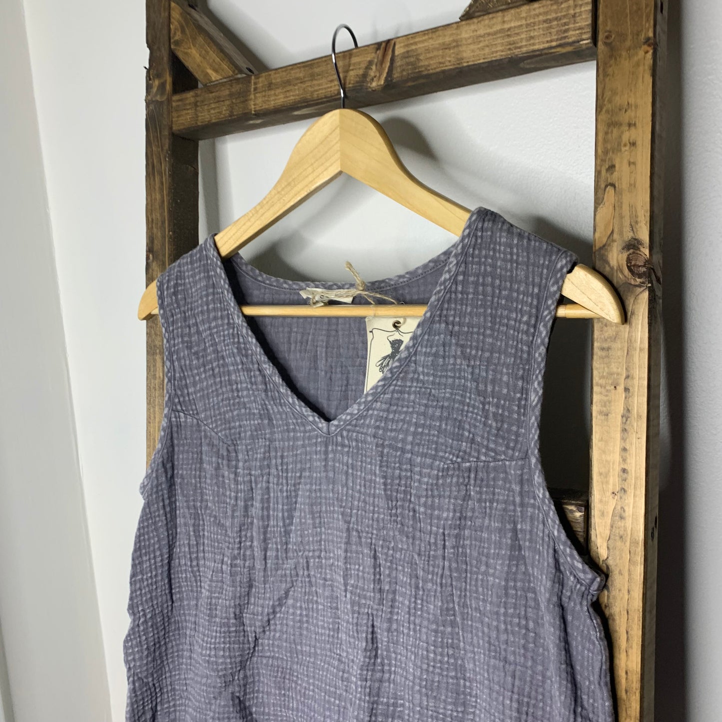 Easel Gauze Gray Tank Top Blouse S