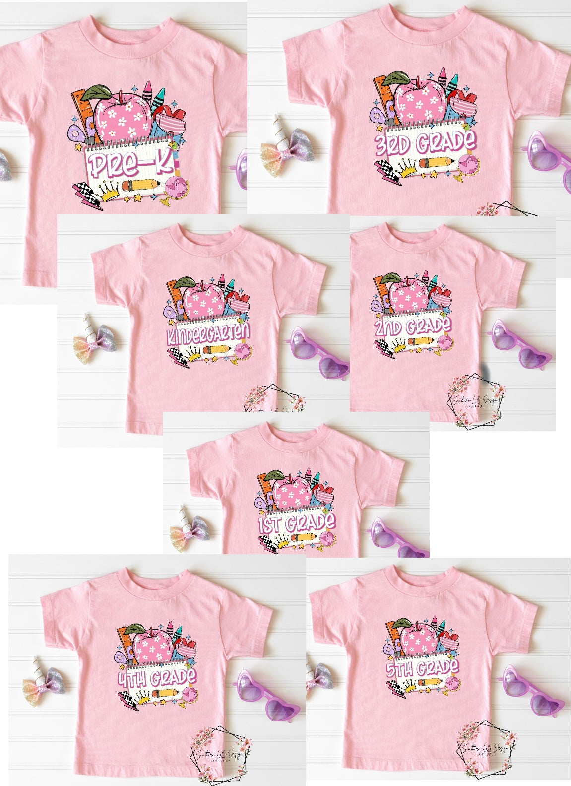 Back to School Grades Pre-K - 5th Grade Girl Tees