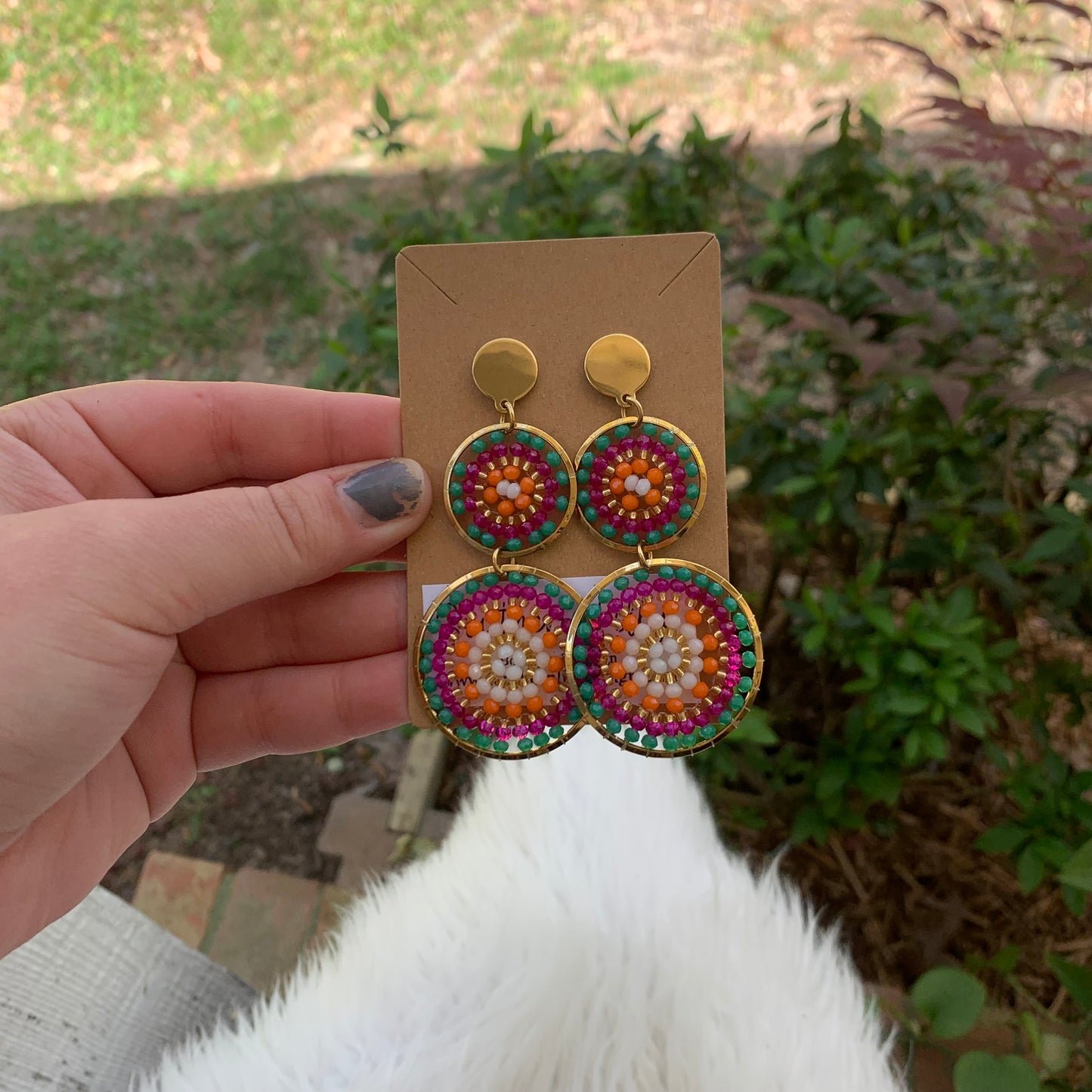 Colorful Round Beaded Earrings