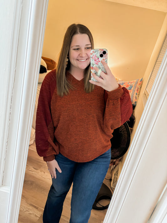 Autumn Glow V-Neck Bubble Sweater